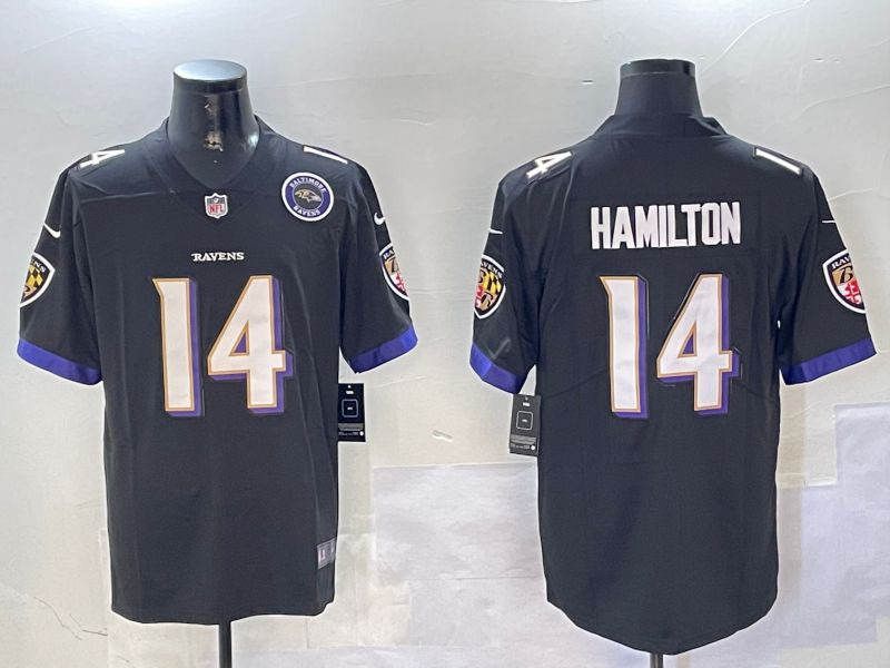 Men Baltimore Ravens #14 Hamilton Black Second generation 2024 Nike Limited NFL Jersey style 2->baltimore ravens->NFL Jersey